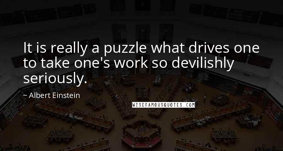 Albert Einstein Quotes: It is really a puzzle what drives one to take one's work so devilishly seriously.