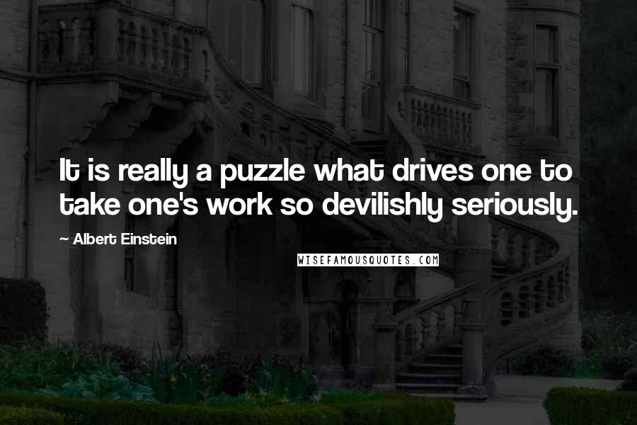 Albert Einstein Quotes: It is really a puzzle what drives one to take one's work so devilishly seriously.