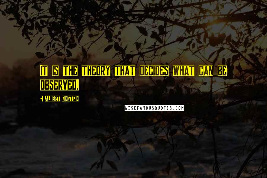 Albert Einstein Quotes: It is the theory that decides what can be observed.