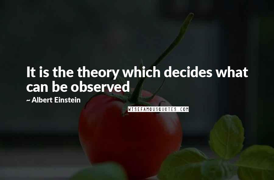 Albert Einstein Quotes: It is the theory which decides what can be observed