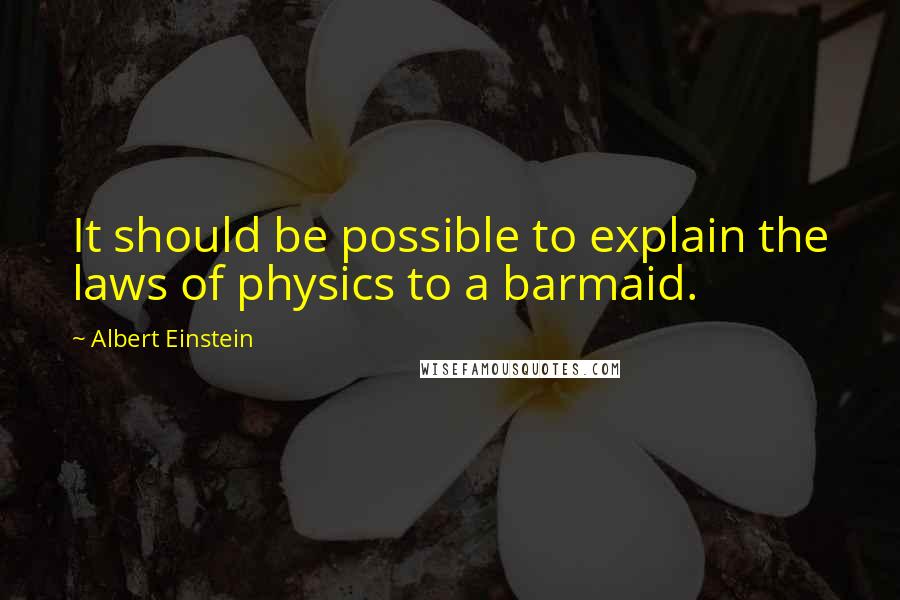 Albert Einstein Quotes: It should be possible to explain the laws of physics to a barmaid.