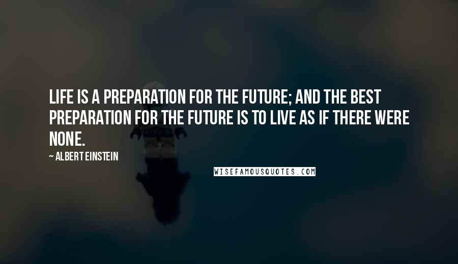 Albert Einstein Quotes: Life is a preparation for the future; and the best preparation for the future is to live as if there were none.