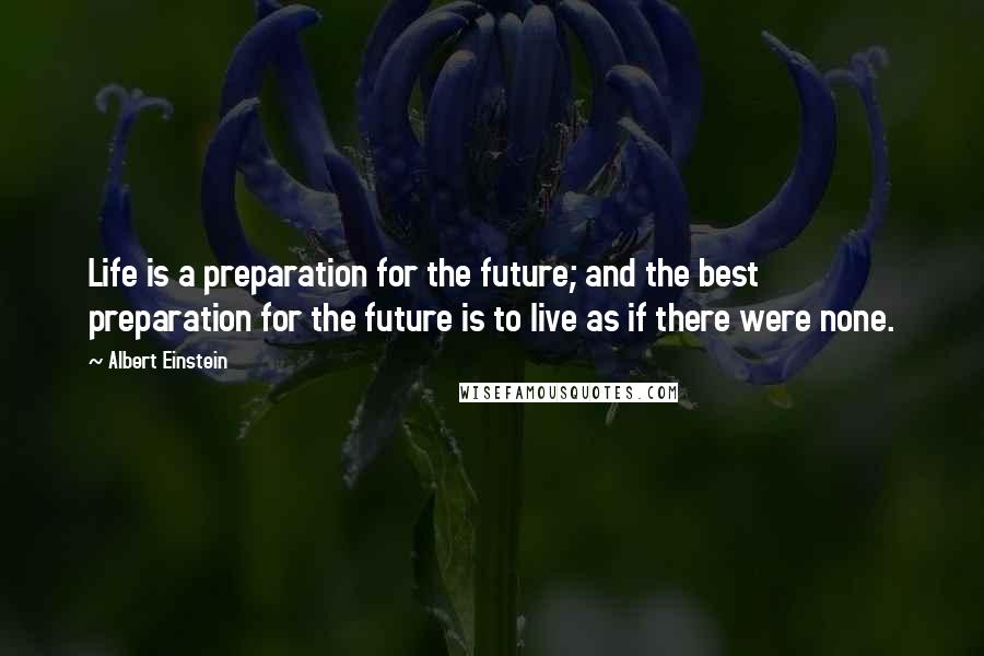 Albert Einstein Quotes: Life is a preparation for the future; and the best preparation for the future is to live as if there were none.