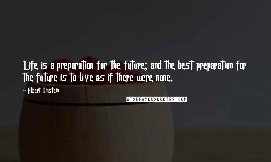 Albert Einstein Quotes: Life is a preparation for the future; and the best preparation for the future is to live as if there were none.