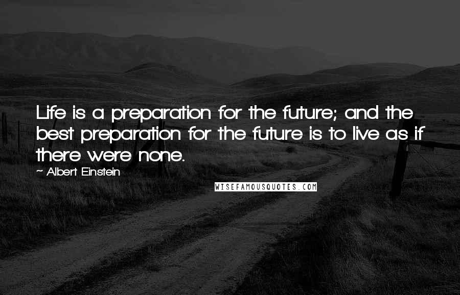 Albert Einstein Quotes: Life is a preparation for the future; and the best preparation for the future is to live as if there were none.