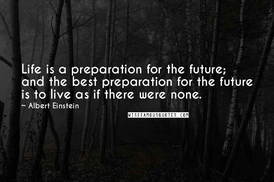 Albert Einstein Quotes: Life is a preparation for the future; and the best preparation for the future is to live as if there were none.