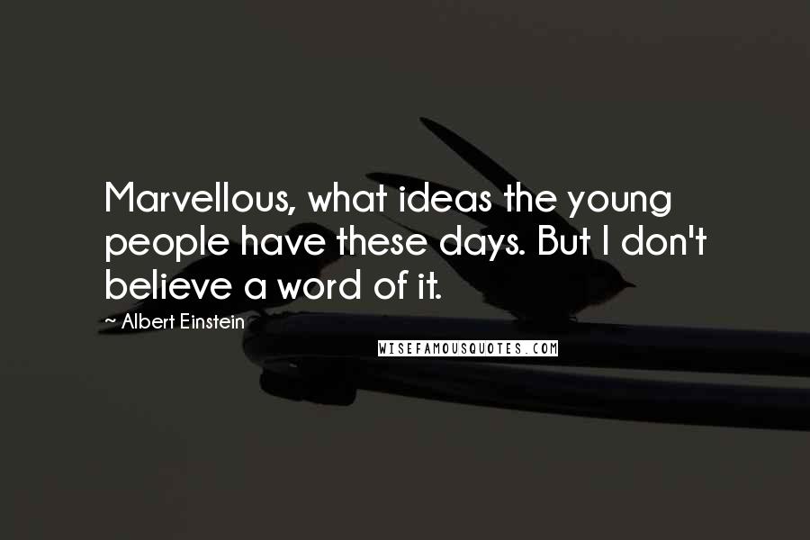 Albert Einstein Quotes: Marvellous, what ideas the young people have these days. But I don't believe a word of it.