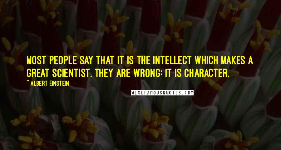 Albert Einstein Quotes: Most people say that it is the intellect which makes a great scientist. They are wrong: it is character.