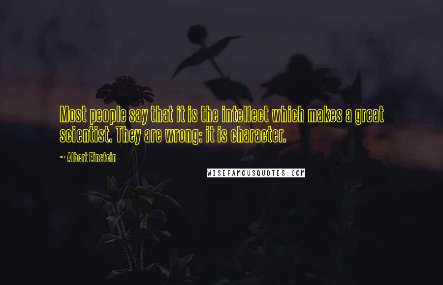 Albert Einstein Quotes: Most people say that it is the intellect which makes a great scientist. They are wrong: it is character.