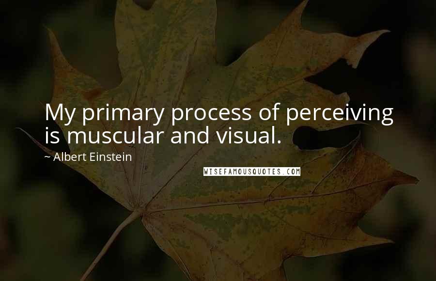 Albert Einstein Quotes: My primary process of perceiving is muscular and visual.