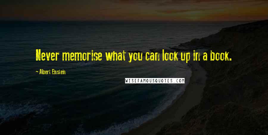 Albert Einstein Quotes: Never memorise what you can look up in a book.