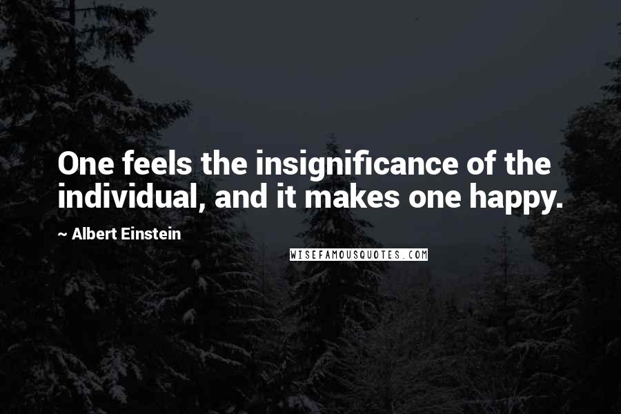 Albert Einstein Quotes: One feels the insignificance of the individual, and it makes one happy.