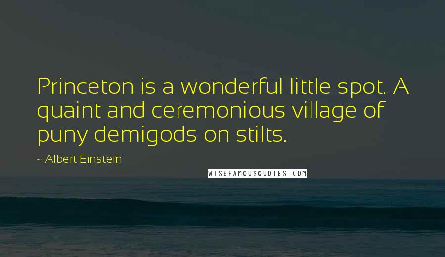 Albert Einstein Quotes: Princeton is a wonderful little spot. A quaint and ceremonious village of puny demigods on stilts.