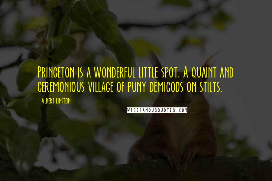 Albert Einstein Quotes: Princeton is a wonderful little spot. A quaint and ceremonious village of puny demigods on stilts.