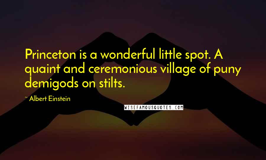 Albert Einstein Quotes: Princeton is a wonderful little spot. A quaint and ceremonious village of puny demigods on stilts.
