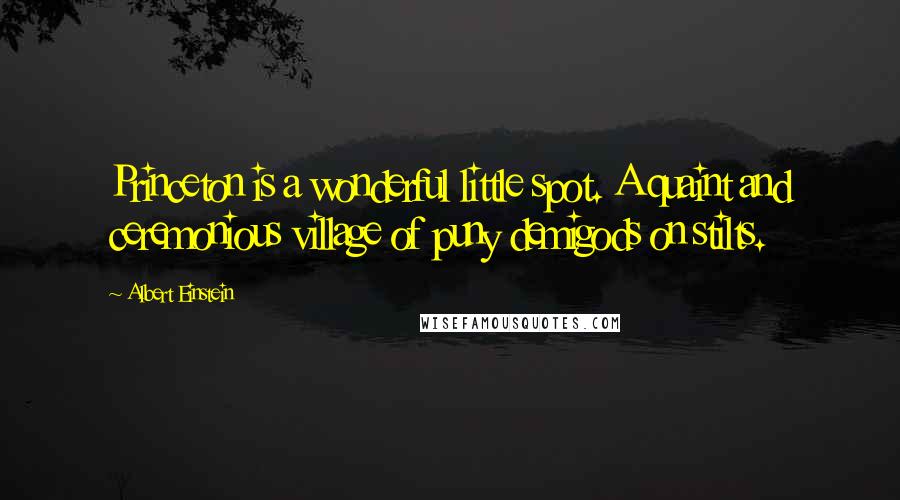 Albert Einstein Quotes: Princeton is a wonderful little spot. A quaint and ceremonious village of puny demigods on stilts.