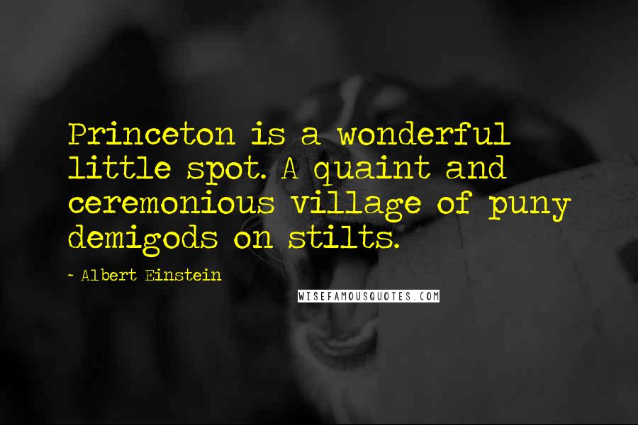 Albert Einstein Quotes: Princeton is a wonderful little spot. A quaint and ceremonious village of puny demigods on stilts.