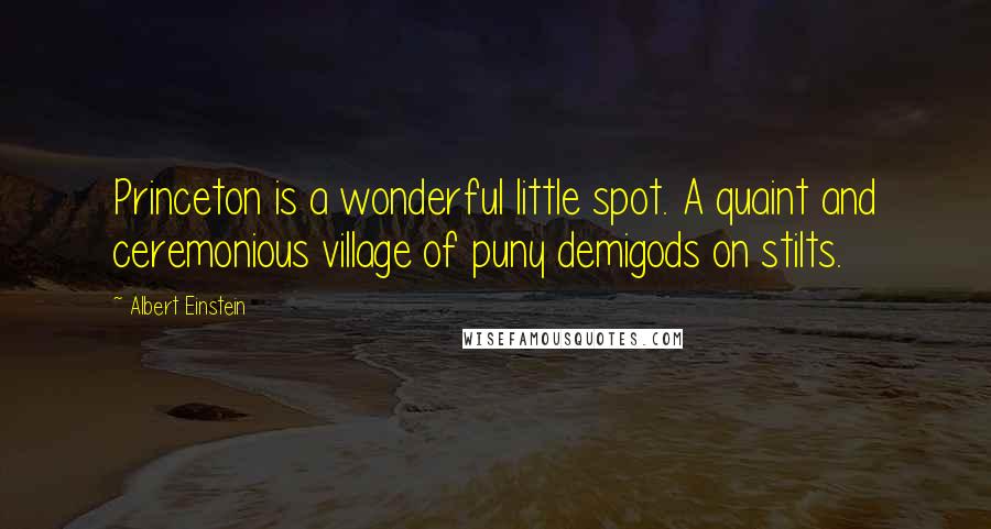 Albert Einstein Quotes: Princeton is a wonderful little spot. A quaint and ceremonious village of puny demigods on stilts.