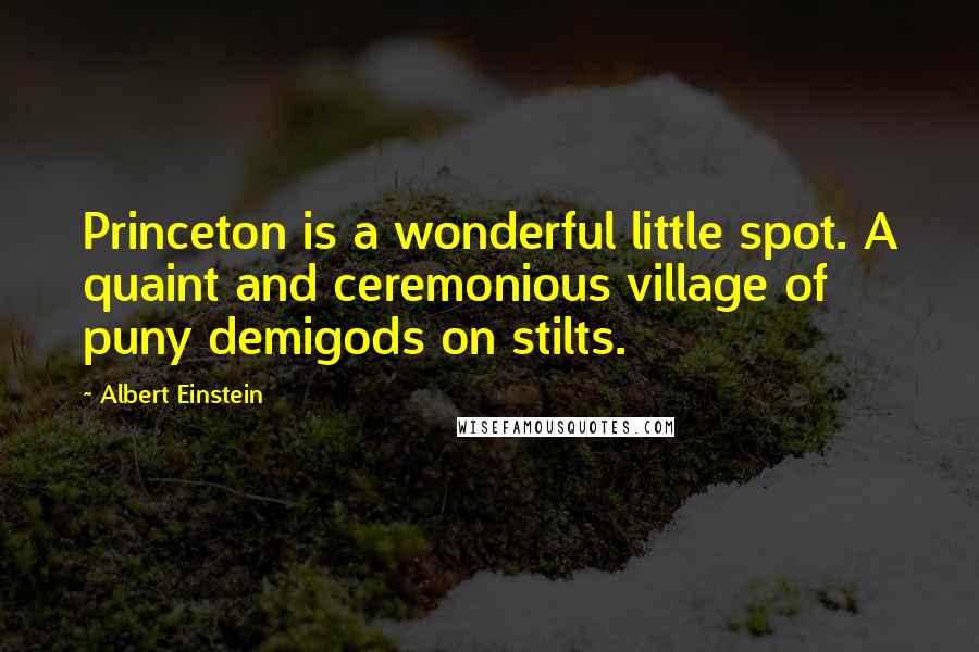 Albert Einstein Quotes: Princeton is a wonderful little spot. A quaint and ceremonious village of puny demigods on stilts.