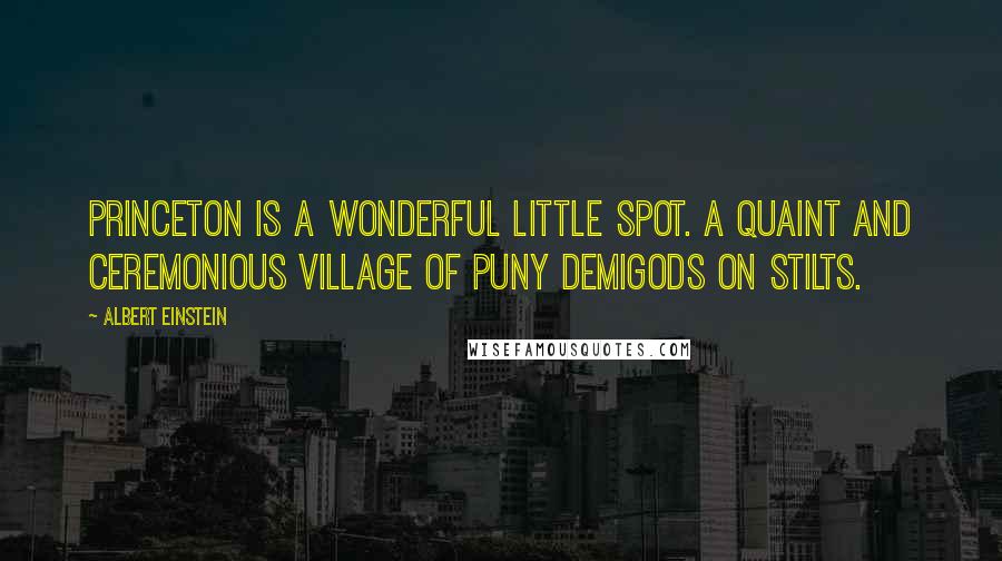 Albert Einstein Quotes: Princeton is a wonderful little spot. A quaint and ceremonious village of puny demigods on stilts.