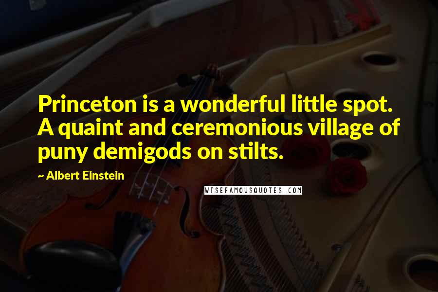 Albert Einstein Quotes: Princeton is a wonderful little spot. A quaint and ceremonious village of puny demigods on stilts.