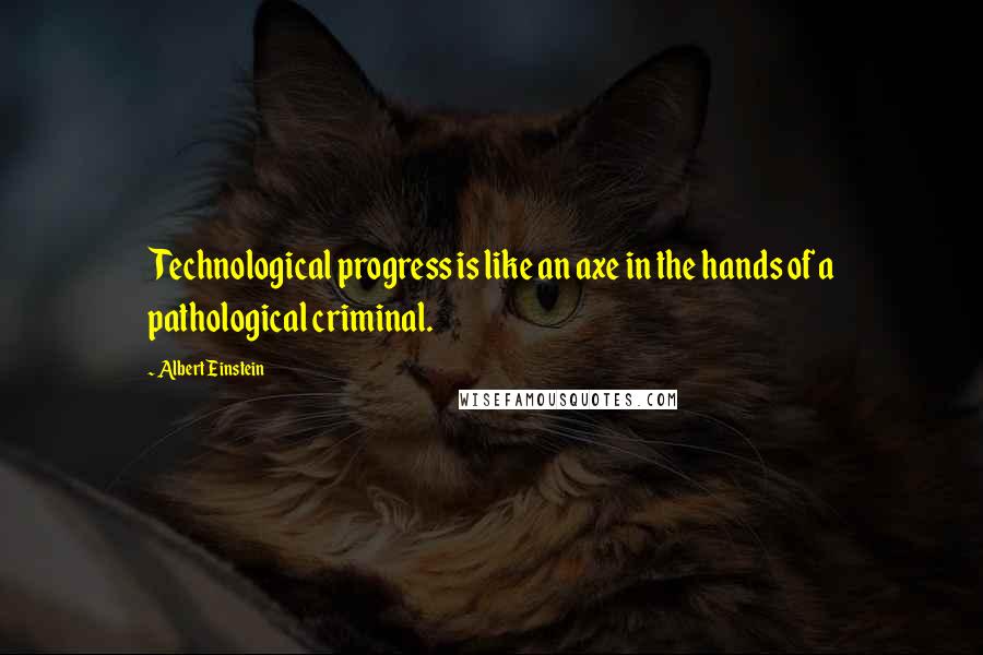 Albert Einstein Quotes: Technological progress is like an axe in the hands of a pathological criminal.