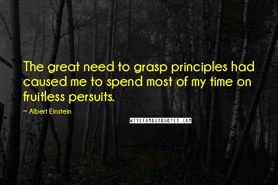 Albert Einstein Quotes: The great need to grasp principles had caused me to spend most of my time on fruitless persuits.