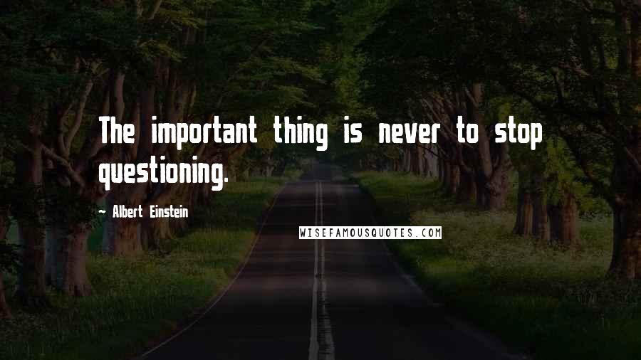 Albert Einstein Quotes: The important thing is never to stop questioning.