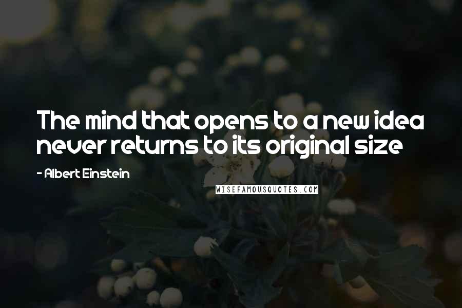 Albert Einstein Quotes: The mind that opens to a new idea never returns to its original size