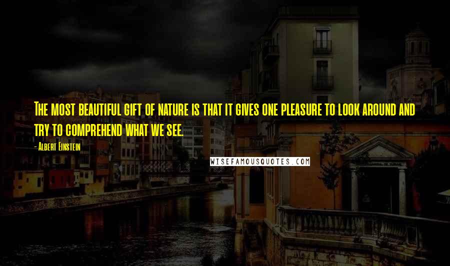 Albert Einstein Quotes: The most beautiful gift of nature is that it gives one pleasure to look around and try to comprehend what we see.