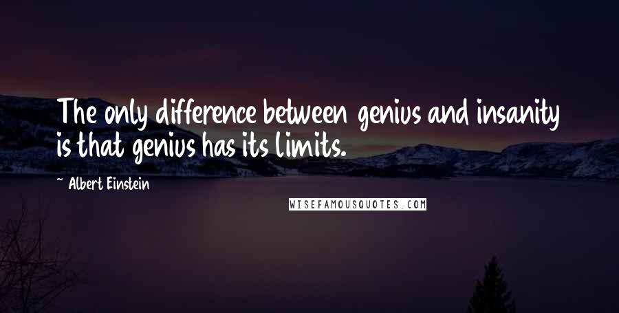 Albert Einstein Quotes: The only difference between genius and insanity is that genius has its limits.
