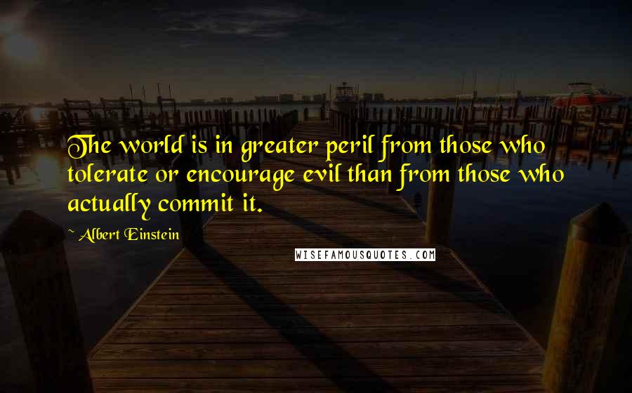 Albert Einstein Quotes: The world is in greater peril from those who tolerate or encourage evil than from those who actually commit it.