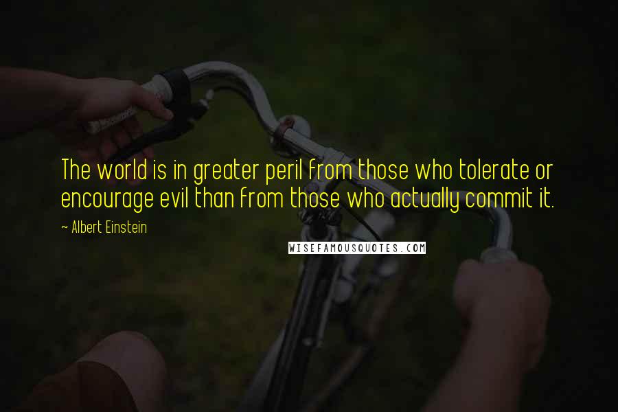 Albert Einstein Quotes: The world is in greater peril from those who tolerate or encourage evil than from those who actually commit it.
