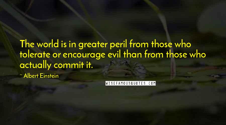 Albert Einstein Quotes: The world is in greater peril from those who tolerate or encourage evil than from those who actually commit it.