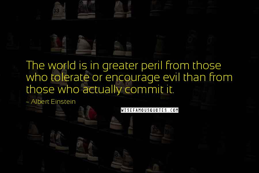 Albert Einstein Quotes: The world is in greater peril from those who tolerate or encourage evil than from those who actually commit it.