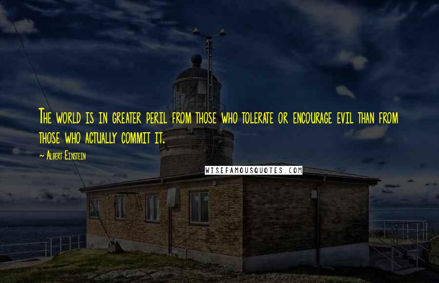 Albert Einstein Quotes: The world is in greater peril from those who tolerate or encourage evil than from those who actually commit it.