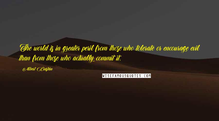 Albert Einstein Quotes: The world is in greater peril from those who tolerate or encourage evil than from those who actually commit it.