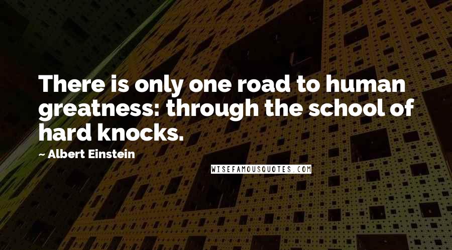 Albert Einstein Quotes: There is only one road to human greatness: through the school of hard knocks.