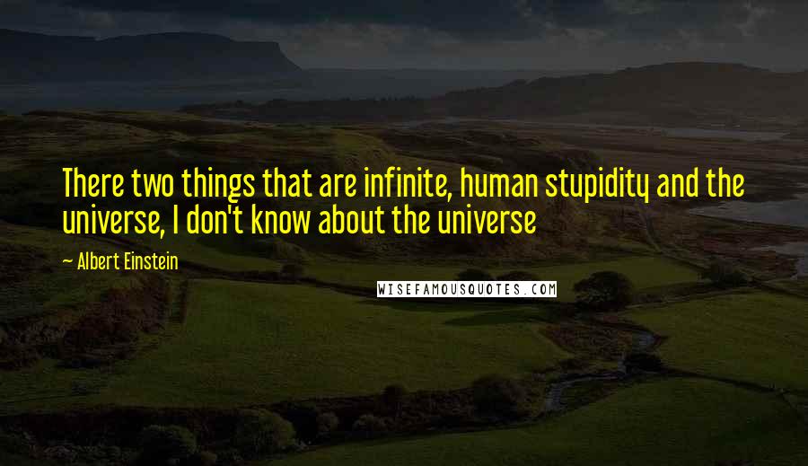 Albert Einstein Quotes: There two things that are infinite, human stupidity and the universe, I don't know about the universe