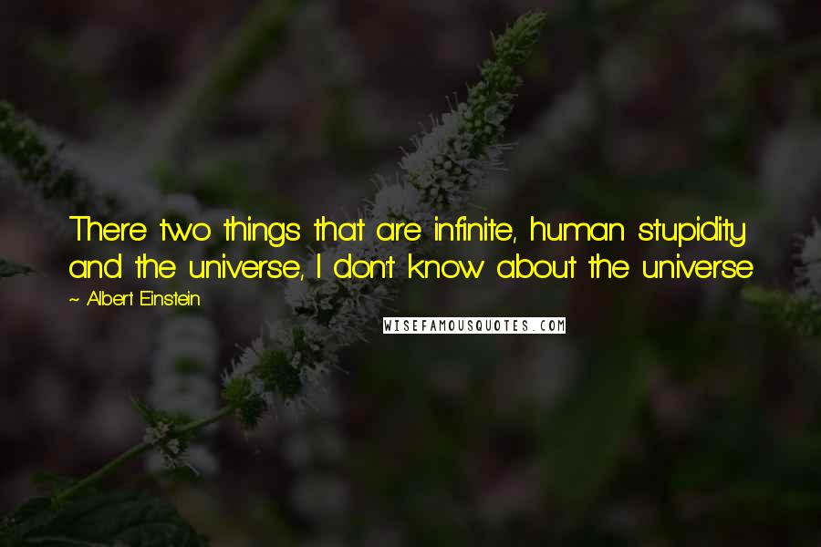 Albert Einstein Quotes: There two things that are infinite, human stupidity and the universe, I don't know about the universe