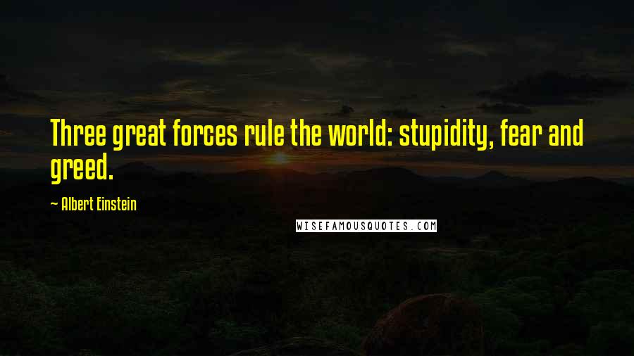 Albert Einstein Quotes: Three great forces rule the world: stupidity, fear and greed.