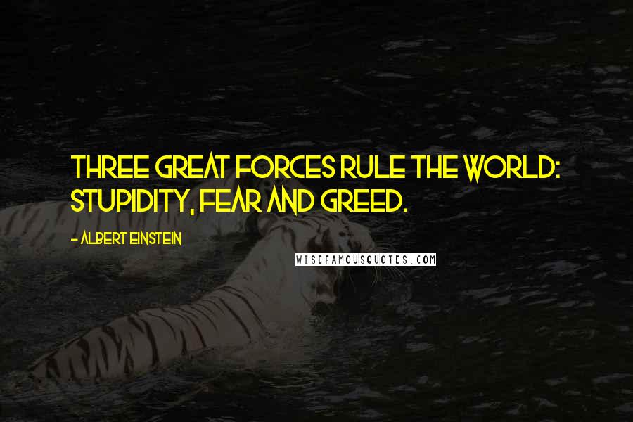 Albert Einstein Quotes: Three great forces rule the world: stupidity, fear and greed.