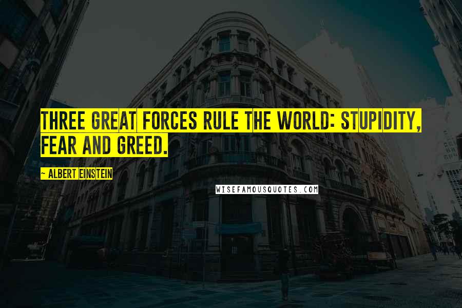 Albert Einstein Quotes: Three great forces rule the world: stupidity, fear and greed.