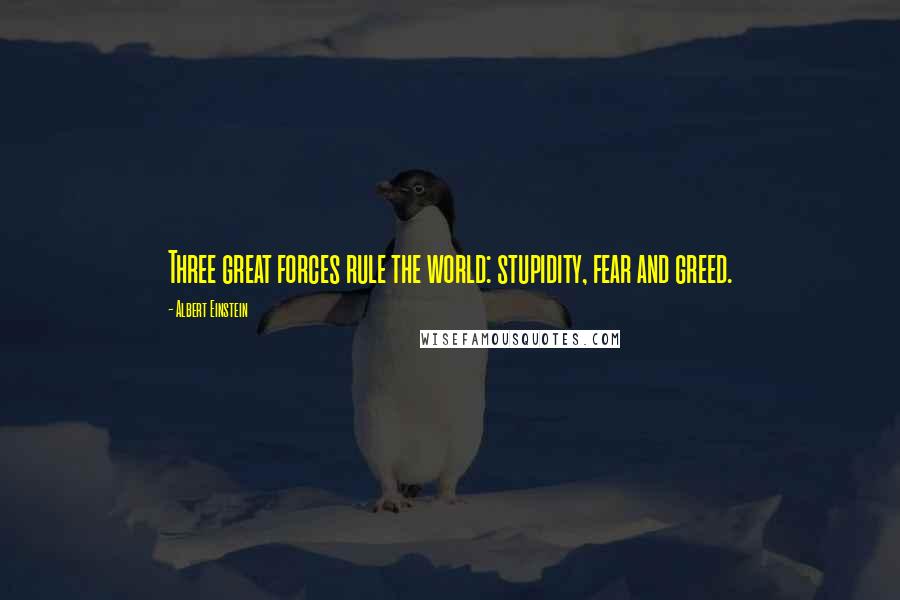 Albert Einstein Quotes: Three great forces rule the world: stupidity, fear and greed.