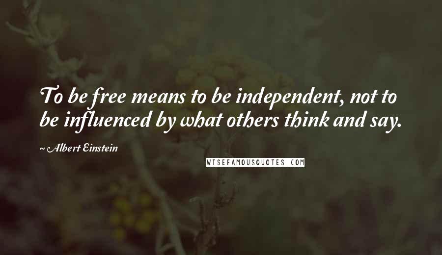 Albert Einstein Quotes: To be free means to be independent, not to be influenced by what others think and say.