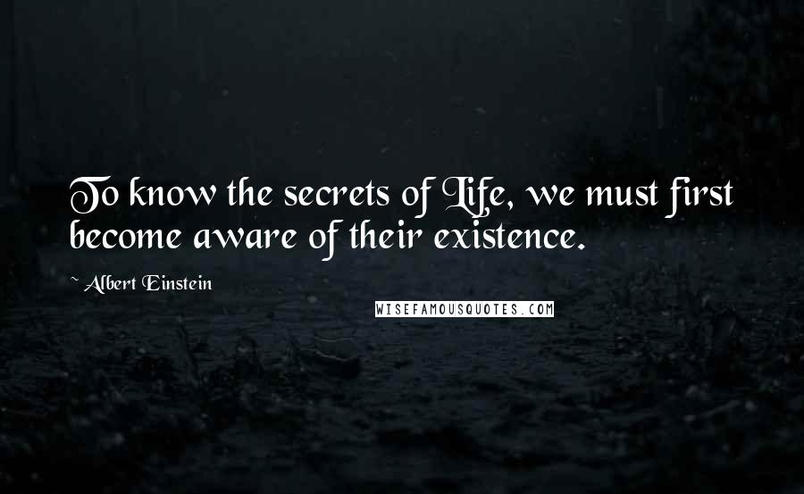 Albert Einstein Quotes: To know the secrets of Life, we must first become aware of their existence.