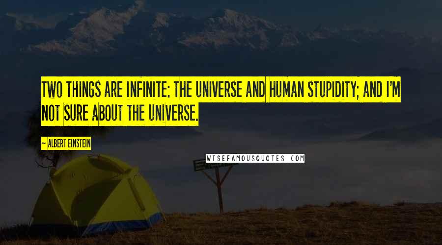 Albert Einstein Quotes: Two things are infinite: the universe and human stupidity; and I'm not sure about the universe.