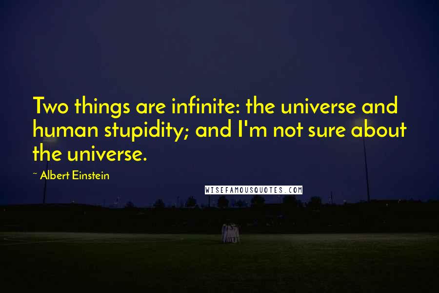 Albert Einstein Quotes: Two things are infinite: the universe and human stupidity; and I'm not sure about the universe.