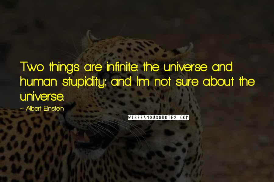 Albert Einstein Quotes: Two things are infinite: the universe and human stupidity; and I'm not sure about the universe.