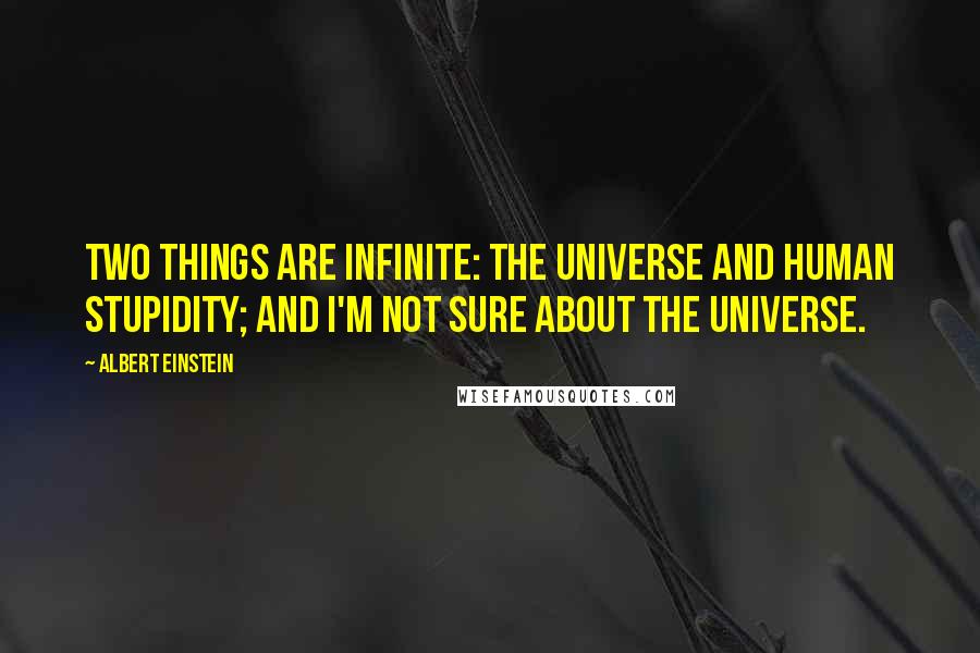 Albert Einstein Quotes: Two things are infinite: the universe and human stupidity; and I'm not sure about the universe.